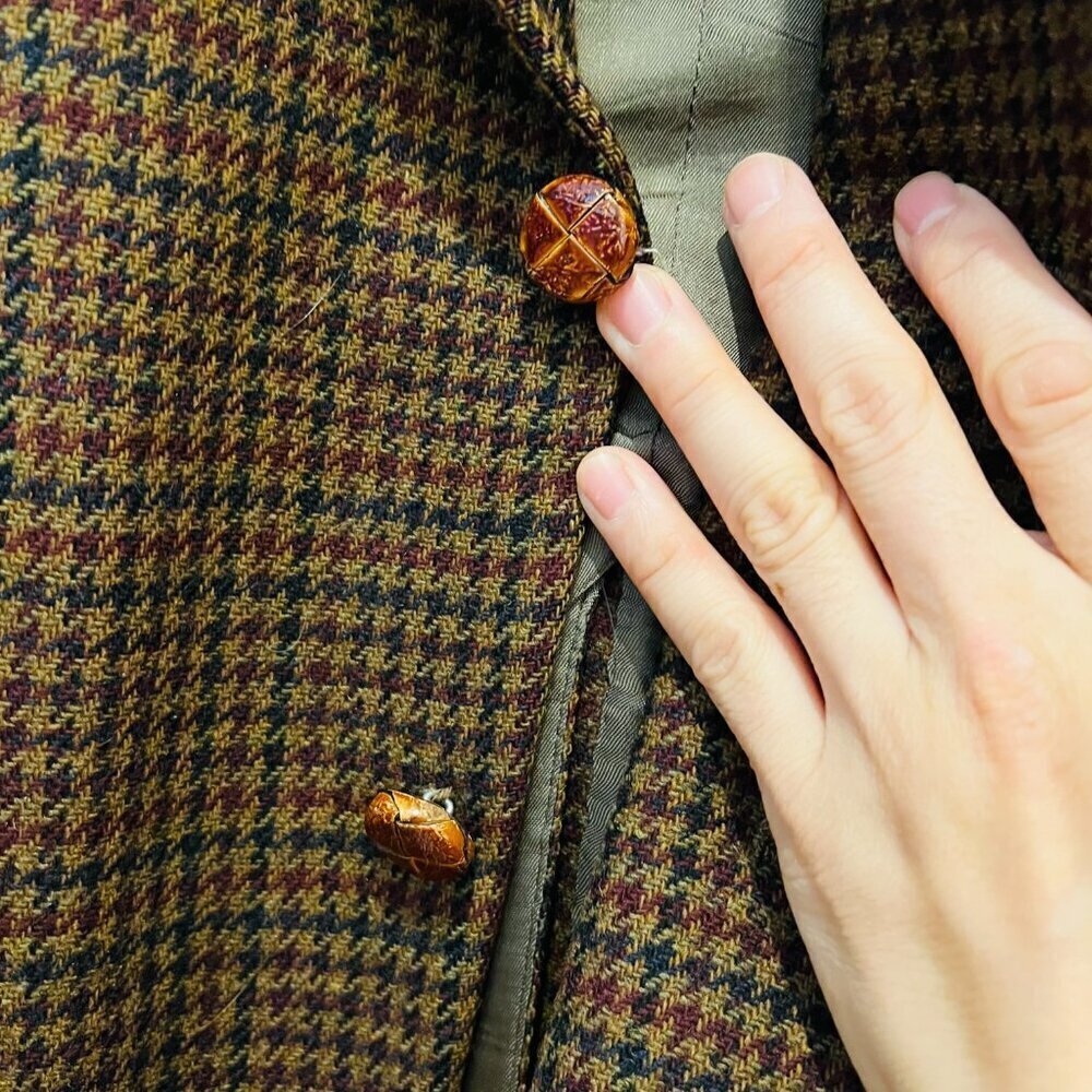 Vintage Stanley Blacker Tweed Multicolor Houndstooth Blazer 41 R Unique 🔥 - Picture 8 of 16